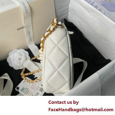 Chanel Shiny Crumpled Calfskin, Resin  &  Gold-Tone Metal Clutch with Chain Bag AP3786 White 2025